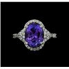 Image 2 : 4.54 ctw Tanzanite and Diamond Ring - 14KT White Gold