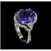 Image 4 : 4.54 ctw Tanzanite and Diamond Ring - 14KT White Gold