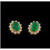 Image 1 : 3.94 ctw Emerald and Diamond Earrings - 14KT Yellow Gold