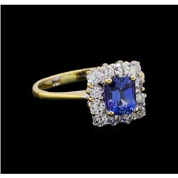 1.00 ctw Sapphire and Diamond Ring - 14KT White Gold