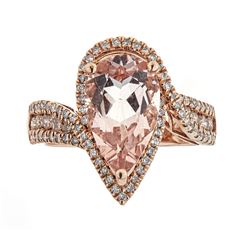 2.96 ctw Morganite and Diamond Ring - 14KT Rose Gold