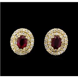 14KT Yellow Gold 2.07 ctw Ruby and Diamond Earrings