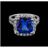 Image 2 : 5.64 ctw Tanzanite and Diamond Ring - 14KT White Gold
