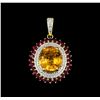 Image 1 : 17.25 ctw Hessonite Pendant - 14KT Yellow Gold