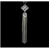 Image 1 : Crystal Square Pendant Tassel Necklace - Rhodium Plated