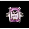 Image 2 : 18.00 ctw Kunzite and Diamond Ring - 18KT White Gold