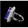 Image 3 : GIA Cert 19.22 ctw Tanzanite and Diamond Ring - 14KT White Gold