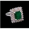 Image 1 : 14KT White Gold 3.34 ctw Emerald and Diamond Ring