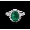 Image 2 : 2.65 ctw Emerald and Diamond Ring - 14KT White Gold