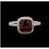 Image 2 : 2.37 ctw Garnet and Diamond Ring - 14KT White Gold