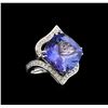 Image 1 : GIA Cert 17.73 ctw Tanzanite and Diamond Ring - 14KT White Gold