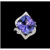 Image 2 : GIA Cert 17.73 ctw Tanzanite and Diamond Ring - 14KT White Gold