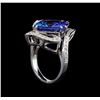 Image 4 : GIA Cert 17.73 ctw Tanzanite and Diamond Ring - 14KT White Gold