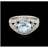 Image 2 : 14KT White Gold 2.18 ctw Topaz and Diamond Ring