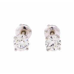 1.04 ctw Diamond Stud Earrings - 14KT White Gold