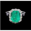 Image 2 : 4.50 ctw Emerald and Diamond Ring - 14KT White Gold