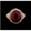 Image 2 : 14KT Rose Gold 6.96 ctw Ruby and Diamond Ring