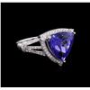 Image 1 : GIA Cert 7.39 ctw Tanzanite and Diamond Ring - 14KT White Gold