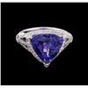 Image 2 : GIA Cert 7.39 ctw Tanzanite and Diamond Ring - 14KT White Gold