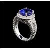Image 4 : 14KT White Gold 3.72 ctw Tanzanite and Diamond Ring