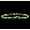 Image 2 : 10.00 ctw Emerald and Diamond Bracelet - 14KT Yellow Gold