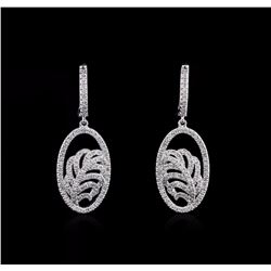 1.03 ctw Diamond Dangle Earrings - 14KT White Gold