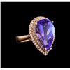 Image 1 : 9.20 ctw Tanzanite and Diamond Ring - 14KT Rose Gold