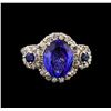 Image 2 : 14KT White Gold 4.08 ctw Tanzanite, Sapphire & Diamond Ring