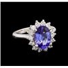 Image 1 : 3.00 ctw Tanzanite and Diamond Ring - 14KT White Gold
