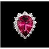 Image 2 : 11.41 ctw Pink Tourmaline and Diamond Ring - 14KT White Gold