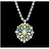 Image 2 : 14KT White Gold 30.53 ctw Opal and Diamond Necklace