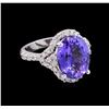 Image 1 : 5.52 ctw Tanzanite and Diamond Ring - 14KT White Gold