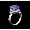 Image 3 : 5.52 ctw Tanzanite and Diamond Ring - 14KT White Gold