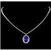 Image 1 : 14KT White Gold 15.40 ctw GIA Certified Tanzanite and Diamond Necklace