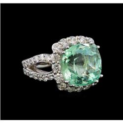 9.35 ctw Emerald and Diamond Ring - 14KT White Gold