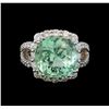 Image 2 : 9.35 ctw Emerald and Diamond Ring - 14KT White Gold