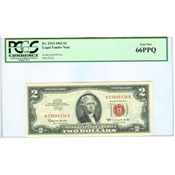 1963 PCGS GN66PPQ $2 Red Seal Legal Tender Bank Note