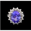 Image 2 : 6.90 ctw Tanzanite and Diamond Ring - 14KT White Gold