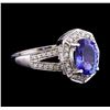 Image 1 : 1.79 ctw Tanzanite and Diamond Ring - 14KT White Gold