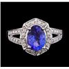 Image 2 : 1.79 ctw Tanzanite and Diamond Ring - 14KT White Gold