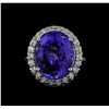 Image 2 : 14.20 ctw Tanzanite and Diamond Ring - 14KT White Gold
