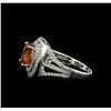 Image 3 : 2.20 ctw Mandarin Spessartite and Diamond Ring - 14KT White Gold