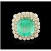 Image 2 : 14KT Yellow Gold GIA Certified 28.07 ctw Emerald and Diamond Ring