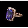 Image 1 : 11.45 ctw Tanzanite and Diamond Ring - 14KT Rose Gold