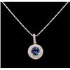 Image 1 : 14KT White Gold 1.49 ctw Tanzanite and Diamond Pendant With Chain