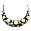 Image 1 : Metallic Button Bib Necklace - Black Plated