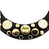 Image 2 : Metallic Button Bib Necklace - Black Plated