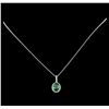 Image 2 : 2.19 ctw Emerald and Diamond Pendant With Chain - 14KT White Gold