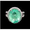 Image 2 : GIA Cert 8.54 ctw Emerald and Diamond Ring - 14KT White Gold