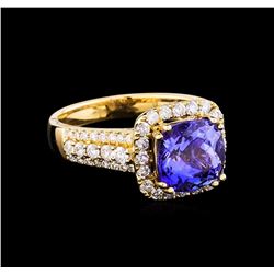 14KT Yellow Gold 3.71 ctw Tanzanite and Diamond Ring